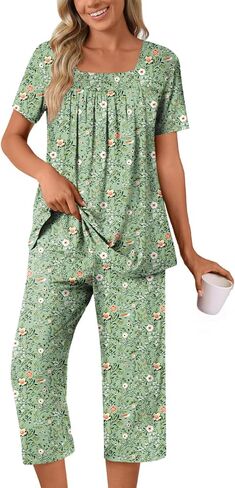 POPYOUNG Summer Womens Pajama Set 2 Pieces Pjs Ladies Pajamas Lounge Sleepwear with Pockets in Saudi Arabia