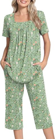 POPYOUNG Summer Womens Pajama Set 2 Pieces Pjs Ladies Pajamas Lounge Sleepwear with Pockets in Saudi Arabia