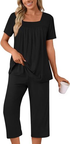 POPYOUNG Summer Womens Pajama Set 2 Pieces Pjs Ladies Pajamas Lounge Sleepwear with Pockets in Saudi Arabia