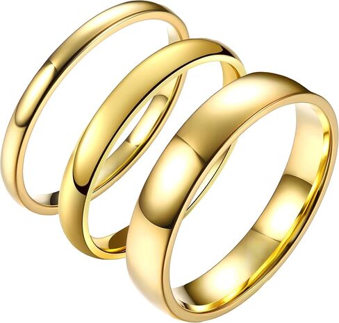 3Pcs Stacking Ring for Men & Women, Plain Dome Tarnish Resistant Comfort Fit Wedding Band Gifts for Special Occasions 2mm 3mm 4mm in Saudi Arabia