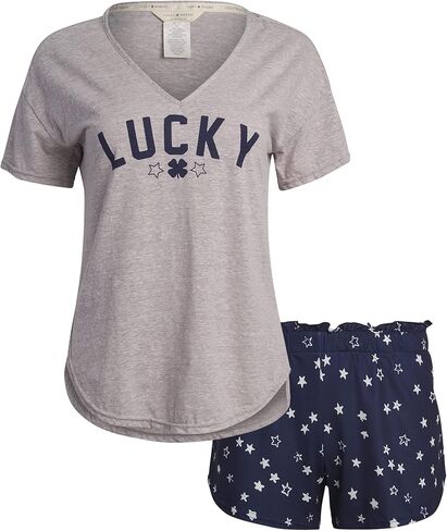 Lucky Brand womens Drapy Graphic Tee T-shirt and Short Pajama Set in Saudi Arabia
