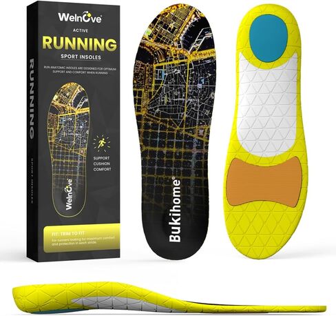 Bukihome Running Shoe Inserts for Women & Men, Lightweight Running Insoles with Heel Cushion for Hiking, Walking, Standing All Day-Relief Plantar Fasciitis Foot Pain– Men 10-12|Women 12-13-size XL in Saudi Arabia