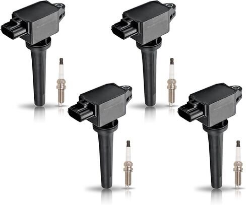 ENA Pack 4 ملف الإشعال وسدادة إيريديوم سبارك متوافقة مع مازدا 2012 2013 2014 2015 2016 2017 2018 2019 2020 CX-3 CX-5 CX-9 3 6 3 Sport MX-5 Miata 2.0L 2.5L L4 لـ H6T61271 PE2018100 93501 in Kuwait