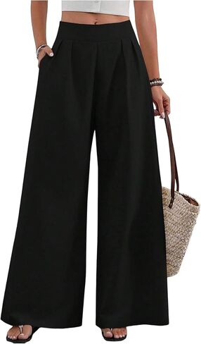 SOLY HUX Women's Wide Leg Pants High Waisted Baggy Dressy Casual Pants Trousers with Pockets in Kuwait