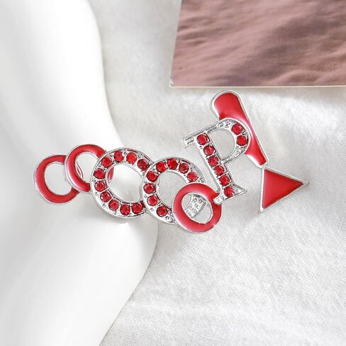 نادي نسائي بروش مجوهرات معدنية كريستال البطانة اليونانية إلكتروني OOOOP دبوس منظمة حمراء هدايا أنيقة in Saudi Arabia
