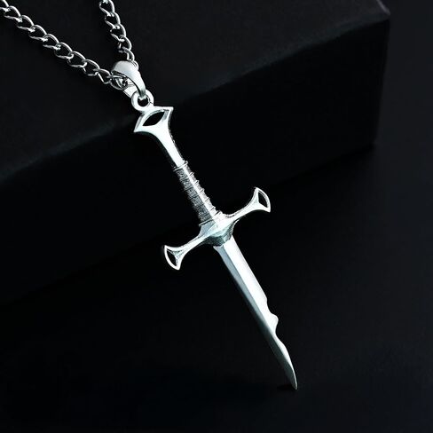 charmora Stainless Steel Sword Pendant for Men – Medieval Knight Fantasy Blade Necklace, Tarnish-Resistant Steel Jewelry, 24" Chain in Saudi Arabia