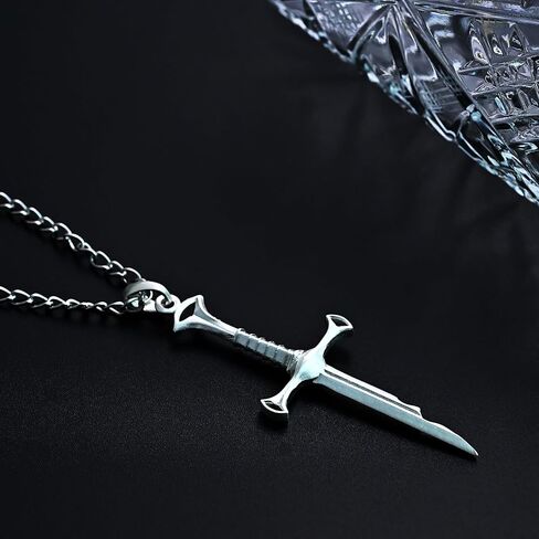 charmora Stainless Steel Sword Pendant for Men – Medieval Knight Fantasy Blade Necklace, Tarnish-Resistant Steel Jewelry, 24" Chain in Saudi Arabia