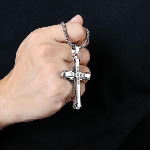 Mens Cross Necklaces, Stainless Steel Cross Pendant Necklace, Pave with Cubic Zirconia Diamond CrossPendant Necklace in Saudi Arabia