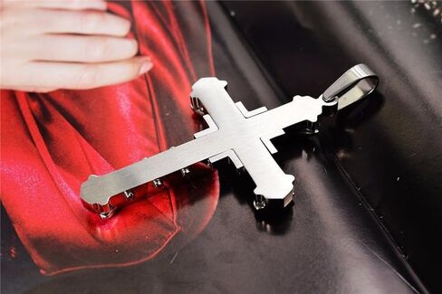 Mens Cross Necklaces, Stainless Steel Cross Pendant Necklace, Pave with Cubic Zirconia Diamond CrossPendant Necklace in Saudi Arabia