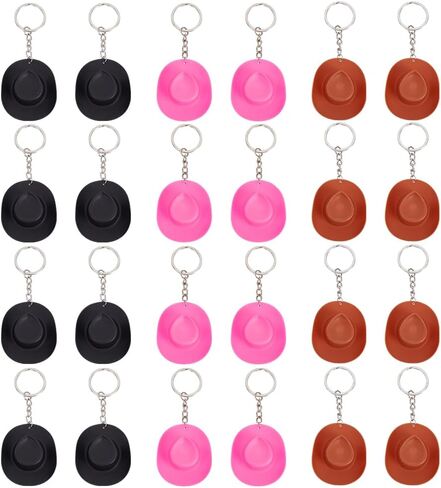 PH PandaHall 24pcs Western Cowboy Hat Keychains, Hat Keychain Mini Plastic Hats Charm Pendant for Party Favors Gifts in Saudi Arabia