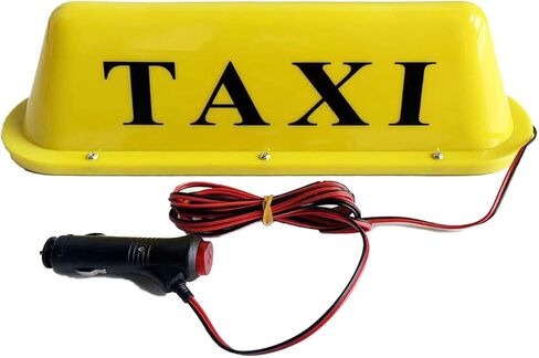 12V TAXI Sign Light for Car,3-Meter Connecting Line TAXI Cab Roof Top Illuminated Sign,Waterproof TAXI Sign Light with Magnetic Base.White Light and White Shell TAXI Light in Saudi Arabia