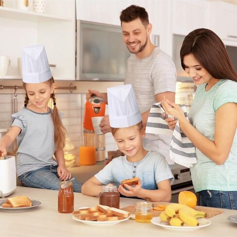 12 عبوة من قبعات الطهاة للأطفال، قبعة الطهاة للاستعمال مرة واحدة، قبعة طهاة للأطفال DIY للخبز والطهي والأنشطة وحفلات البيتزا باللون الأبيض in Kuwait