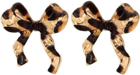 Leopard Print Earrings for Women, Chunky Leopard Print Bow Earrings Cheetah Ribbon Bowknot Stud Earring Hypoallergenic Animal Prints Statement Earring Costume Jewelry in Saudi Arabia