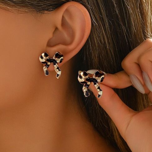 Leopard Print Earrings for Women, Chunky Leopard Print Bow Earrings Cheetah Ribbon Bowknot Stud Earring Hypoallergenic Animal Prints Statement Earring Costume Jewelry in Saudi Arabia