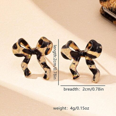 Leopard Print Earrings for Women, Chunky Leopard Print Bow Earrings Cheetah Ribbon Bowknot Stud Earring Hypoallergenic Animal Prints Statement Earring Costume Jewelry in Saudi Arabia