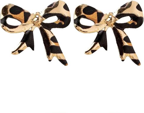 Leopard Print Earrings for Women, Chunky Leopard Print Bow Earrings Cheetah Ribbon Bowknot Stud Earring Hypoallergenic Animal Prints Statement Earring Costume Jewelry in Saudi Arabia