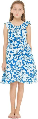 Girl Luau Wrap Ruffle Dress in Classic Red Hibiscus in Saudi Arabia