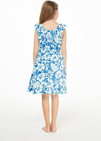 Girl Luau Wrap Ruffle Dress in Classic Red Hibiscus in Saudi Arabia