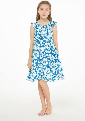 Girl Luau Wrap Ruffle Dress in Classic Red Hibiscus in Saudi Arabia
