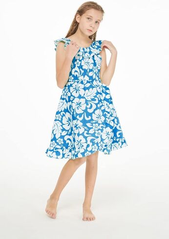 Girl Luau Wrap Ruffle Dress in Classic Red Hibiscus in Saudi Arabia
