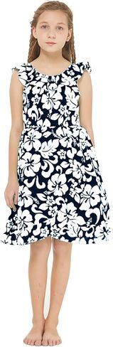 Girl Luau Wrap Ruffle Dress in Classic Red Hibiscus in Saudi Arabia