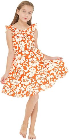 Girl Luau Wrap Ruffle Dress in Classic Red Hibiscus in Saudi Arabia