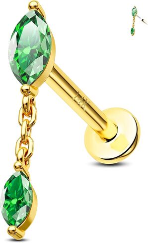 Jewseen 14K Gold Top Push in Threadless Flat Back Earrings 16g Cartilage Stud Helix Tragus Conch Piercing Jewelry Lip Stud Nose Stud for Women in Saudi Arabia