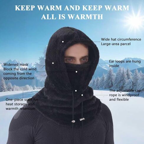 PD Balaclava Ski Mask Winter Fleece Thermal Windproof Full Face Mask, Cold Weather Hooded Neck Warmer Helmet Cover in Saudi Arabia