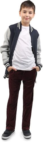 Buyless Fashion Boys Pants Flat Front Slim Fit Casual Corduroy Solid Color in Saudi Arabia