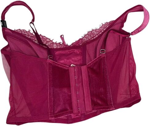 Victoria's Secret Unlined Mesh & Velvet Corset Top Color Claret Red Size X-Small New in Saudi Arabia
