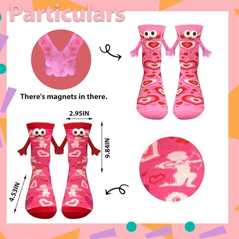 chmacura 2 Pairs Valentines Holding Hands Socks Wedding Magnetic Couple Socks Magnetic Hand in Hand Socks for Family Gifts in Saudi Arabia