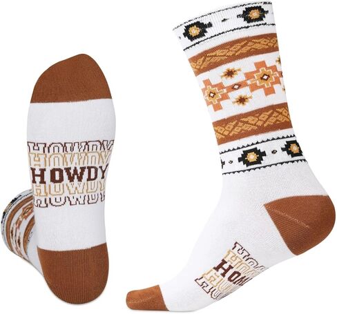 InnoBeta Western Gifts for Women, One Size Crew Socks for Cowgirl, Cowboy Boot Socks for Women - Howdy in Saudi Arabia