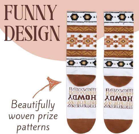 InnoBeta Western Gifts for Women, One Size Crew Socks for Cowgirl, Cowboy Boot Socks for Women - Howdy in Saudi Arabia