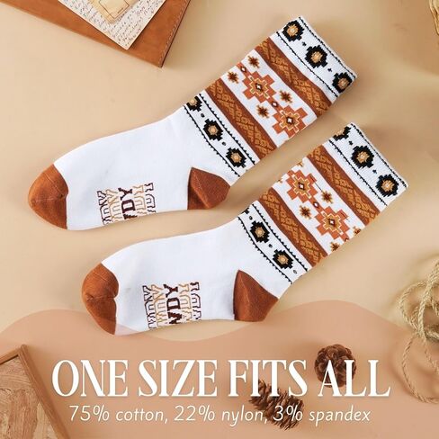 InnoBeta Western Gifts for Women, One Size Crew Socks for Cowgirl, Cowboy Boot Socks for Women - Howdy in Saudi Arabia