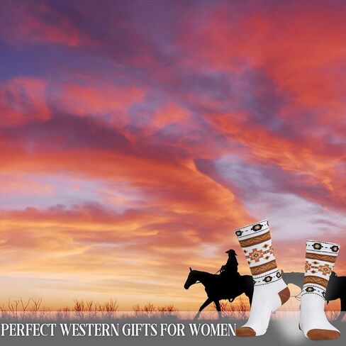 InnoBeta Western Gifts for Women, One Size Crew Socks for Cowgirl, Cowboy Boot Socks for Women - Howdy in Saudi Arabia