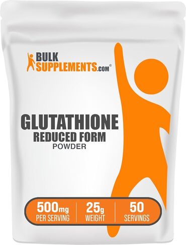 BulkSupplements.com Glutathione Reduced Powder - Glutathione Supplement, Reduced Glutathione Powder - Glutathione 500mg, Gluten Free, 500mg per Serving, 50g (1.8 oz) (Pack of 1) in Saudi Arabia