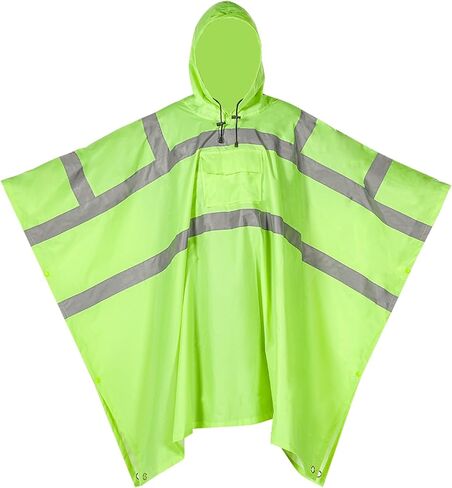 High-Visibility Safety Reflective Waterproof Rain Poncho Work Rain Gear Safety Jacket Suitable for Outdoor Workers Hiking Emergency Use ANSI Class 3 PVC-Coated Polyester in Saudi Arabia