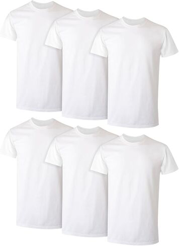 Hanes Mens Undershirt Packs, Stay-Tucked Soft Cotton Undershirts, Best Undershirts for Men, White/Black/Asstd Multipacks - White - 6 Pack XX-Large in Saudi Arabia