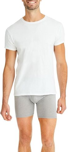 Hanes Mens Undershirt Packs, Stay-Tucked Soft Cotton Undershirts, Best Undershirts for Men, White/Black/Asstd Multipacks - White - 6 Pack XX-Large in Saudi Arabia