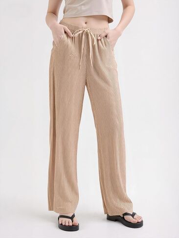 Women’s Pleated Wide-Leg Pants, Drawstring Waist Casual Trousers for Daily Wear, Brunch, Casual Gatherings in Saudi Arabia