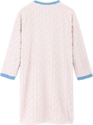 Satdflie Cartoon Fleece Nightgowns Petite Women Girls Long Sleeve Sleepshirts Night Shirts Warm Cozy Sleepwear Pajama Dress in Saudi Arabia