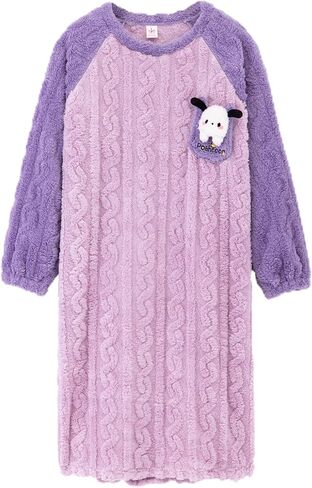 Satdflie Cartoon Fleece Nightgowns Petite Women Girls Long Sleeve Sleepshirts Night Shirts Warm Cozy Sleepwear Pajama Dress in Saudi Arabia