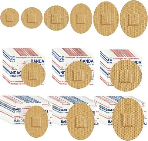200pcs Small Bandage Bulk Round Oval Bandaids for Face Fabric Adhesive Breathable Flexible Bandages for Small Wound Protection Care, 6 Sizes for Skin Wound Care in Saudi Arabia