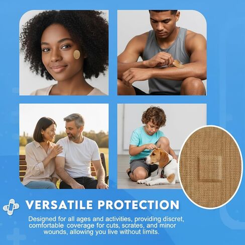 200pcs Small Bandage Bulk Round Oval Bandaids for Face Fabric Adhesive Breathable Flexible Bandages for Small Wound Protection Care, 6 Sizes for Skin Wound Care in Saudi Arabia