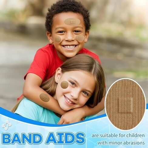 200pcs Small Bandage Bulk Round Oval Bandaids for Face Fabric Adhesive Breathable Flexible Bandages for Small Wound Protection Care, 6 Sizes for Skin Wound Care in Saudi Arabia