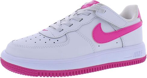 Nike Force 1 Low EasyOn Little Kids' Shoes (FN0237-102, White/Laser Fuchsia) Size 10 in Saudi Arabia