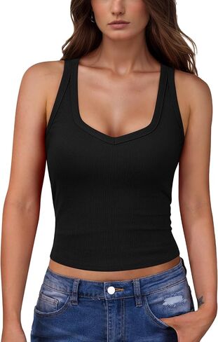 IWD Womens V Neck Tank Top 2026 Summer Basic Slim Fitted Tops Y2K Sleeveless Ribbed Solid Cami Shirts in Saudi Arabia