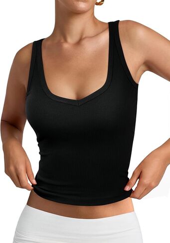 IWD Womens V Neck Tank Top 2026 Summer Basic Slim Fitted Tops Y2K Sleeveless Ribbed Solid Cami Shirts in Saudi Arabia