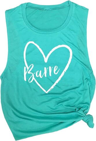 Barre Heart Women's Workout Muscle Tee - Sleeveless Active Wear, Barre Top, Funny Yoga Gym Top - Comfortable Workout Tank Top in Saudi Arabia