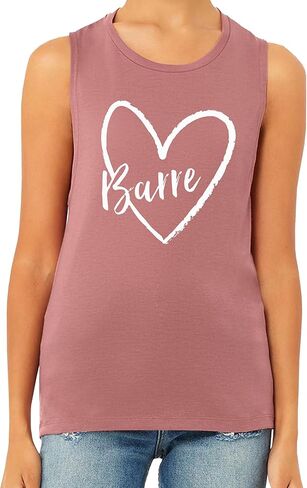 Barre Heart Women's Workout Muscle Tee - Sleeveless Active Wear, Barre Top, Funny Yoga Gym Top - Comfortable Workout Tank Top in Saudi Arabia